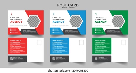 Corporate business or marketing agency postcard template design and EDDM postcard design template 