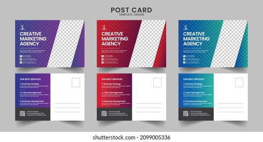Corporate business or marketing agency postcard template design and EDDM postcard design template 