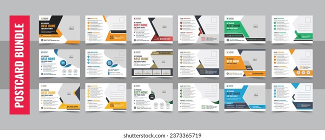 Corporate business or marketing agency postcard template, Real Estate Postcard Vector Template bundle, Modern or Elegant eddm Postcard Template For Home Sale