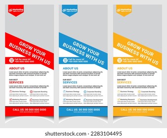 Corporate business marketing roll up banner design  vertical stand banner template.