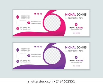 Corporate business modern email signature template or email footer and personal social media cover template design Vector file