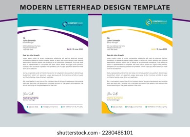 corporate Business modern letterhead design template with 2 color variation creative letterhead design