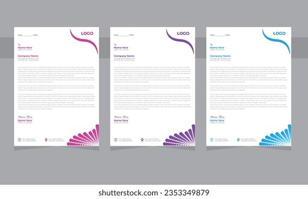 corporate business modern letterhead design layout template with yellow, blue, pink and red colors. creative idea letter head design inspiration for your project. A4 vector print letter head,