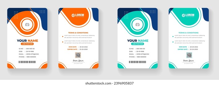 corporate business office id card design set with blue and yellow color. 