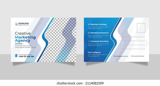 Corporate Business Postcard Design, Digital marketing postcard template