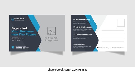 Corporate Business Postcard Design, Digital marketing postcard template