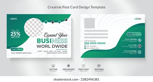Corporate Business Postcard Design Templat with modern and unique layout. Event Card Design, Direct Mail EDDM Template, Invitation Design.
