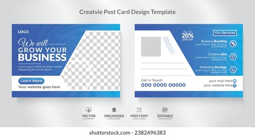 Corporate Business Postcard Design Templat with modern and unique layout. Event Card Design, Direct Mail EDDM Template, Invitation Design.
