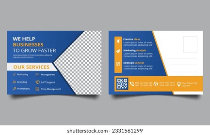 Corporate business postcard design template. digital marketing postcard.