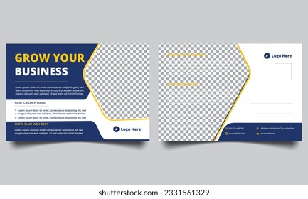 Corporate business postcard design template. digital marketing postcard.