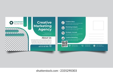 Corporate business postcard design template. digital marketing postcard.
