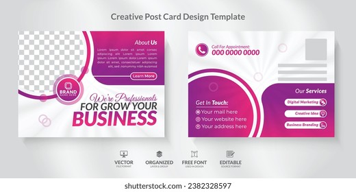 Corporate Business Postcard Design Template with modern and unique layout. Event Card Design, Direct Mail EDDM Template, Invitation Design.
