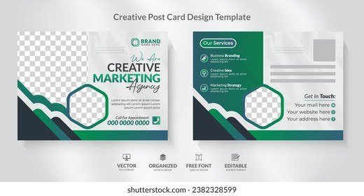 Corporate Business Postcard Design Template with modern and unique layout. Event Card Design, Direct Mail EDDM Template, Invitation Design.
