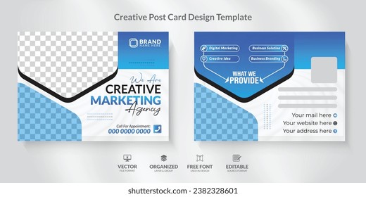 Corporate Business Postcard Design Template with modern and unique layout. Event Card Design, Direct Mail EDDM Template, Invitation Design.
