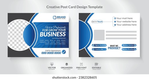 Corporate Business Postcard Design Template with modern and unique layout. Event Card Design, Direct Mail EDDM Template, Invitation Design.
