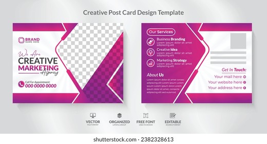 Corporate Business Postcard Design Template with modern and unique layout. Event Card Design, Direct Mail EDDM Template, Invitation Design.
