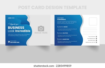 Corporate business postcard design vector template. professional postcard design template. cleaning service postcard template Premium vector. modern  industrial postcard design. marketing advertising