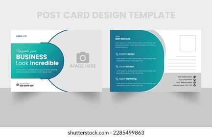 Corporate business postcard design vector template. professional postcard design template. cleaning service postcard template Premium vector. modern  industrial postcard design. marketing advertising