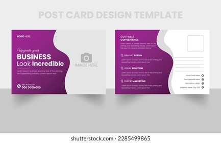 Corporate business postcard design vector template. professional postcard design template. cleaning service postcard template Premium vector. modern  industrial postcard design. marketing advertising