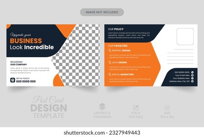 Corporate business postcard design vector template. professional postcard design template. cleaning service postcard template Premium vector. modern  industrial postcard design. marketing advertising