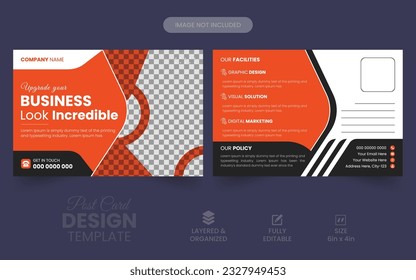 Corporate business postcard design vector template. professional postcard design template. cleaning service postcard template Premium vector. modern  industrial postcard design. marketing advertising