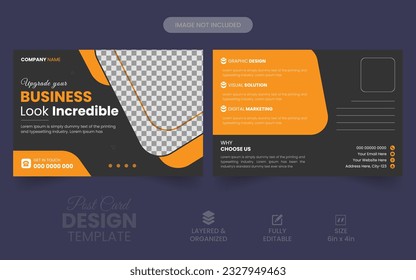 Plantilla vectorial de diseño de postales para empresas. plantilla de diseño de postales profesional. plantilla de postcard de servicio de limpieza Vector Premium. diseño moderno de postales industriales. publicidad de marketing