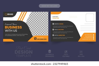 Corporate business postcard design vector template. professional postcard design template. cleaning service postcard template Premium vector. modern  industrial postcard design. marketing advertising