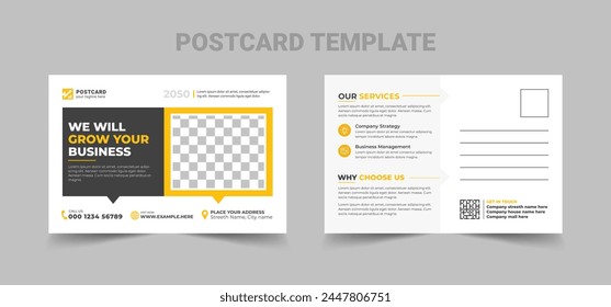 Corporate Business Postcard or EDDM Postcard Template. Simple and Clean Modern Minimal Postcard Template