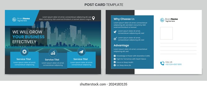 Corporate business postcard, fashion post card template, fitness postcard design template. Fully editable