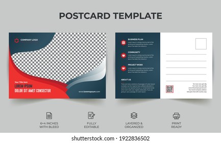 Corporate Business Postcard Template Design, Simple and Clean Modern Minimal Postcard Template, Business Postcard Layout