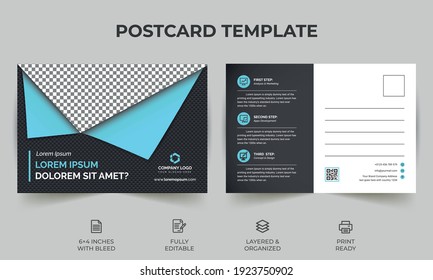 Corporate Business Postcard Template Design, Simple and Clean Modern Minimal Postcard Template, Business Postcard Layout