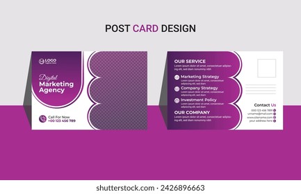 Corporate Business Postcard template design, Modern Business postcard template, Digital Marketing Agency postcard design illustration.