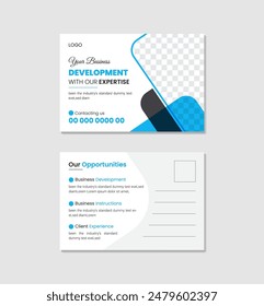 Corporate business postcard template design digital marketing agency postcard, business marketing postcard set, vector illustration.