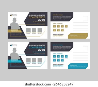 Conjunto de design de modelo de cartão postal corporativo. Modelo moderno de cartão postal mínimo, layout de cartão postal comercial