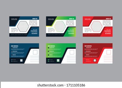 Corporate Business Postcard Vector Template set