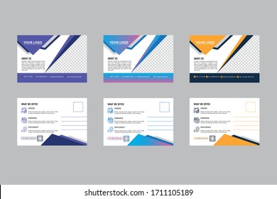 Corporate Business Postcard Vector Template set