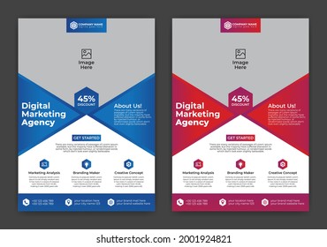 Corporate, Business, Poster, Cover layout, Annual Report, Flyer in A4 Template Design 5 with colorful Hexagon, Rectangle, Triangle shape for Brand, Company and Market