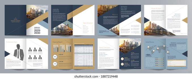 Corporate business presentation guide brochure template, Annual report, 16 page minimalist flat geometric business brochure design template, A4 size. - Shutterstock ID 1887219448