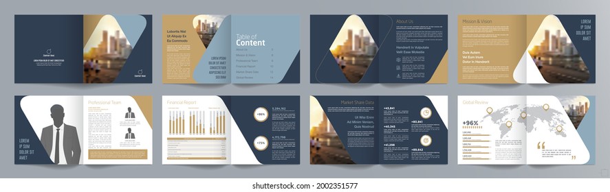 Corporate business presentation guide brochure template, Annual report, 16 page minimalist flat geometric business brochure design template, square size. - Shutterstock ID 2002351577
