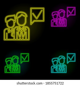 Corporate and business, presentation, team, teamwork neon color set icon. Simple thin line, outline vector of corporate and business icons for ui and ux, website or mobile application