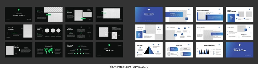 corporate business presentation template bundle. use for leaflet, flyer, annual report, advertising, with infographic elements professional style. 