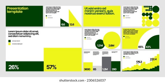 Vorlage für Unternehmenspräsentationen. Infografiken werden in der Präsentation, im Flyer und im Unternehmensbericht verwendet. Dashboard-Vorlage mit großer Datenvisualisierung.