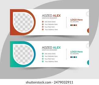 Corporate business professional modern email signature template or email footer and personal social media cover template design creative layout