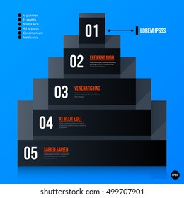 Corporate business pyramid chart template on bright blue background. Useful for presentations and advertising.