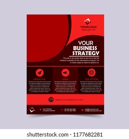 Corporate business red flyer template. Vector illustration.