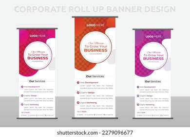 Corporate Business Roll up Banner Design. Vector Roll Up Banner