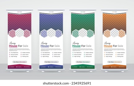 Corporate business roll up banner design template, abstract banner layout, pull up, standee, retractable advertising promotion display x banner cover set