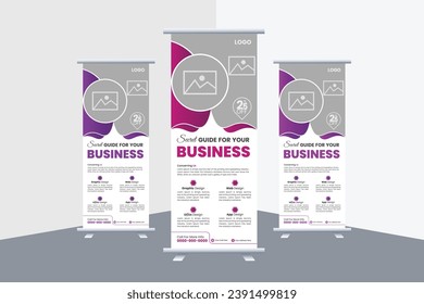 Corporate Business Roll up Banner design template, A Set of Advertising vertical, X-banner for commercial Business, Modern and clean Professional pull Up with nice grading color
