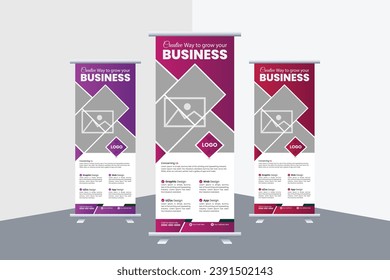 Corporate Business Roll up Banner design template, A Set of Advertising vertical, X-banner for commercial Business, Modern and clean Professional pull Up with nice grading color, multiple color banner