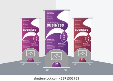 Corporate Business Roll up Banner design template, A Set of Advertising vertical, X-banner for commercial Business, Modern and clean Professional pull Up with nice grading color, multiple color banner